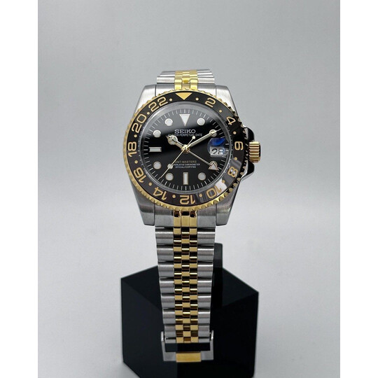 Custom Seiko Mod • 2-Tone Steel Gold Bruce Wayne GMT-Master II • 40mm